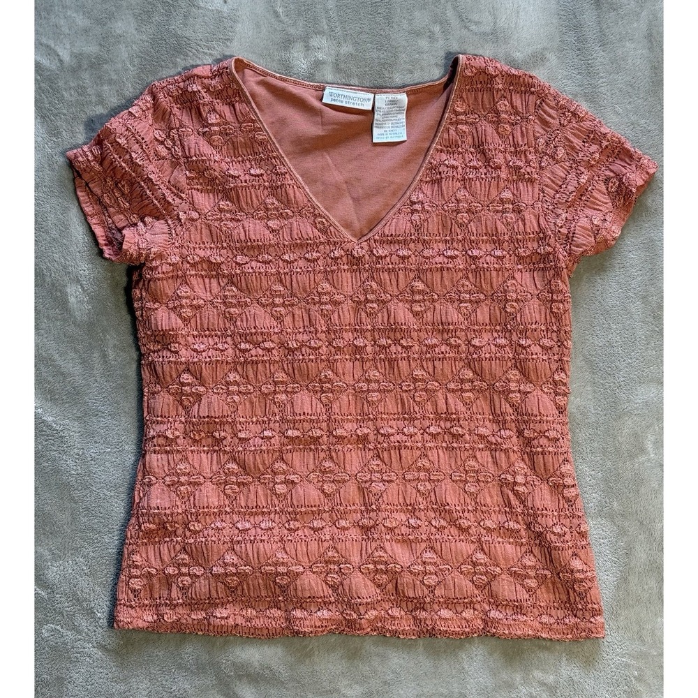 WORTHINGTON PETITE STRETCH MELON BLOUSE  TOP SIZE PETITE L  Office‎ Casual